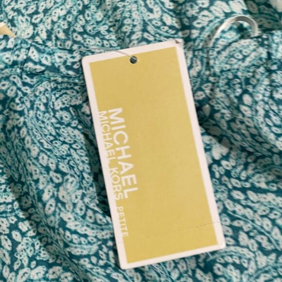 Michael Kors Halter Top Shibori Printed Turquoise Large Petite - Picture 6 of 11